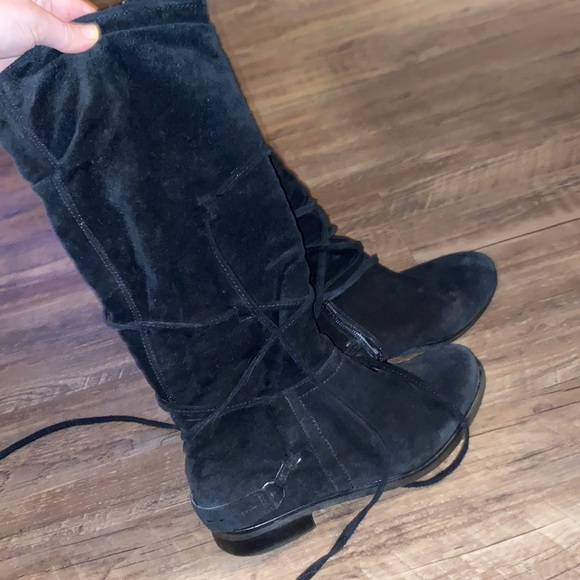 Aldo wrap around tie up suede fleece lined knee high boots - Picture 2 of 8